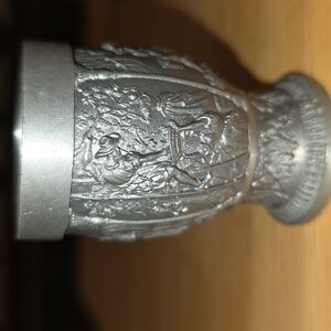 Vintage German Zinn Silver Pewter Goblet with Intricate Design